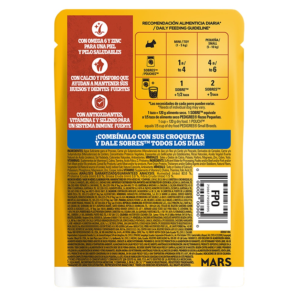 PEDIGREE® SOBRES™ Adulto Razas Pequeñas en Filetes Con Cordero