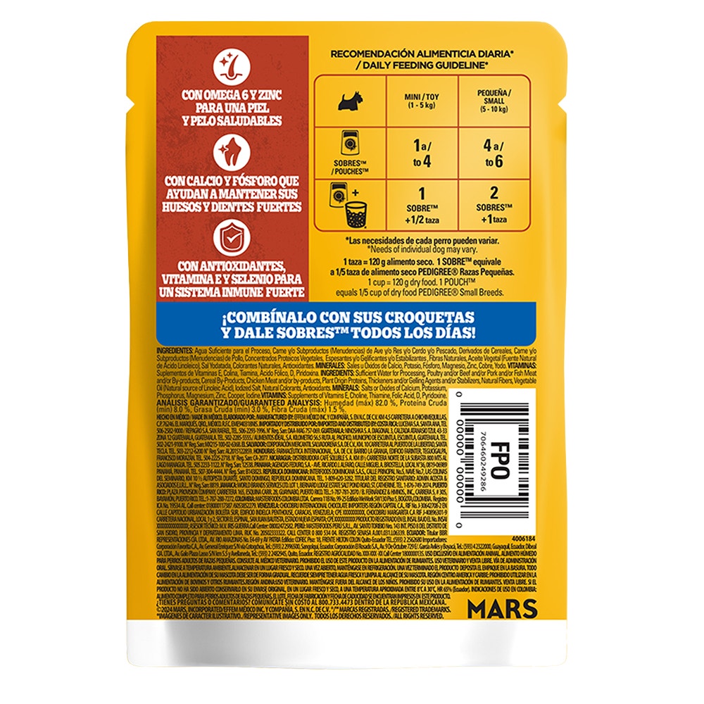PEDIGREE® SOBRES™ Adulto Razas Pequeñas en Filetes Con Pollo