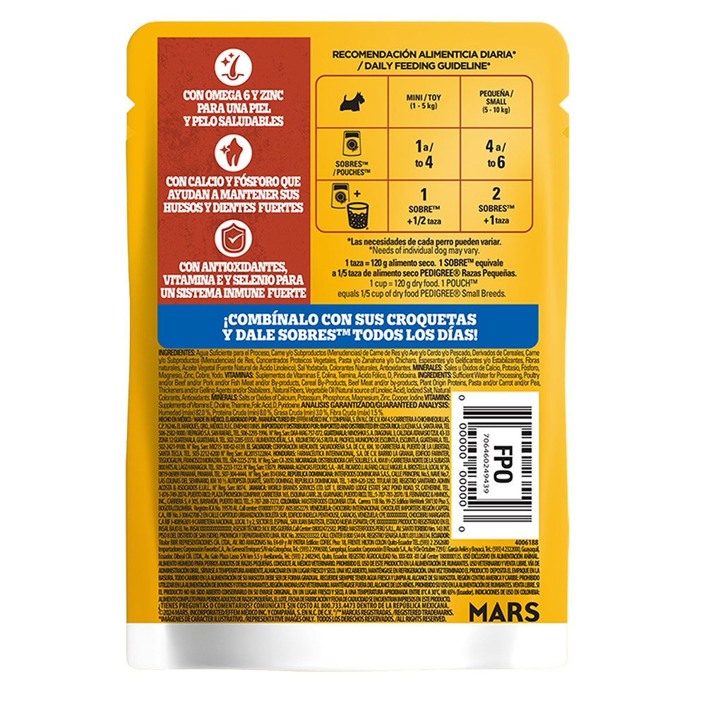 PEDIGREE® SOBRES™ Adulto Razas Pequeñas en Filetes Con Res Y Vegetales
