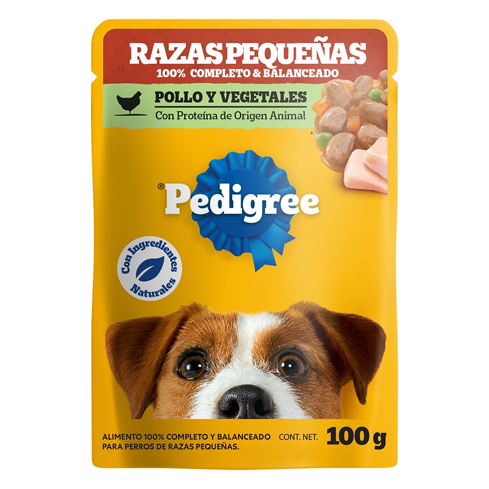 PEDIGREE® SOBRES™ Adulto Razas Pequeñas en Filetes Con Pollo Y Vegetales