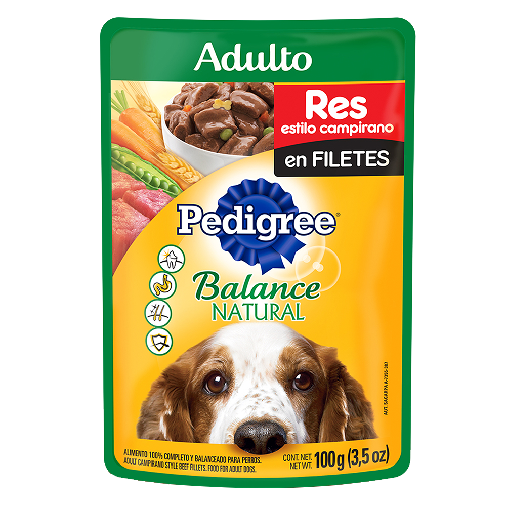 PEDIGREE® Balance Natural SOBRES™ Adulto en Filetes Con Res Y Vegetales