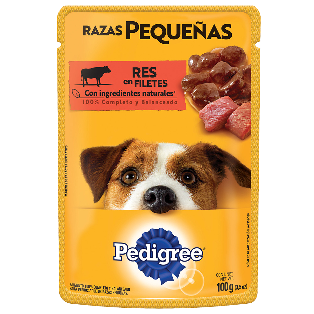 PEDIGREE® SOBRES™ Adulto Razas Pequeñas en Filetes Con Res