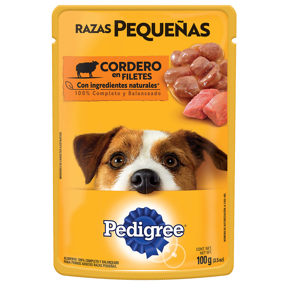 PEDIGREE® SOBRES™ Adulto Razas Pequeñas en Filetes Con Cordero