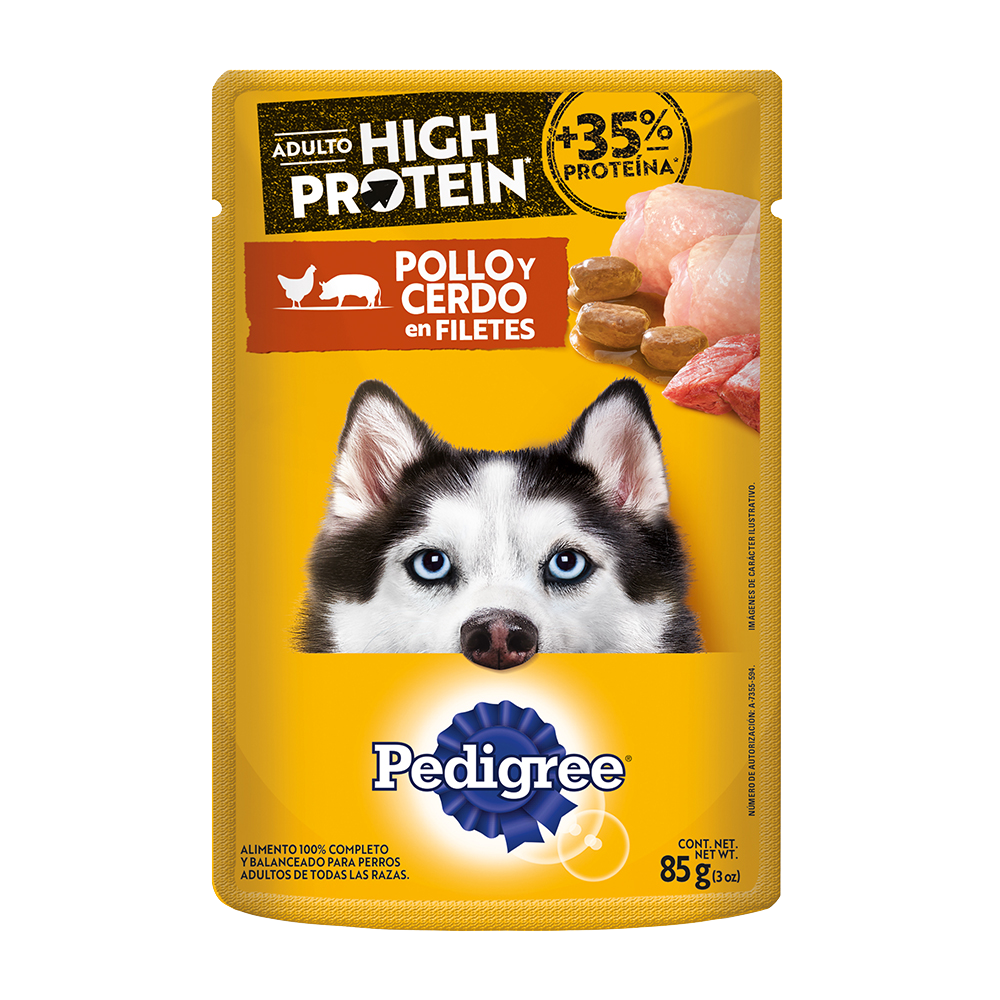 PEDIGREE® High Protein SOBRES™ Adulto en Filetes Con Pollo Y Cerdo