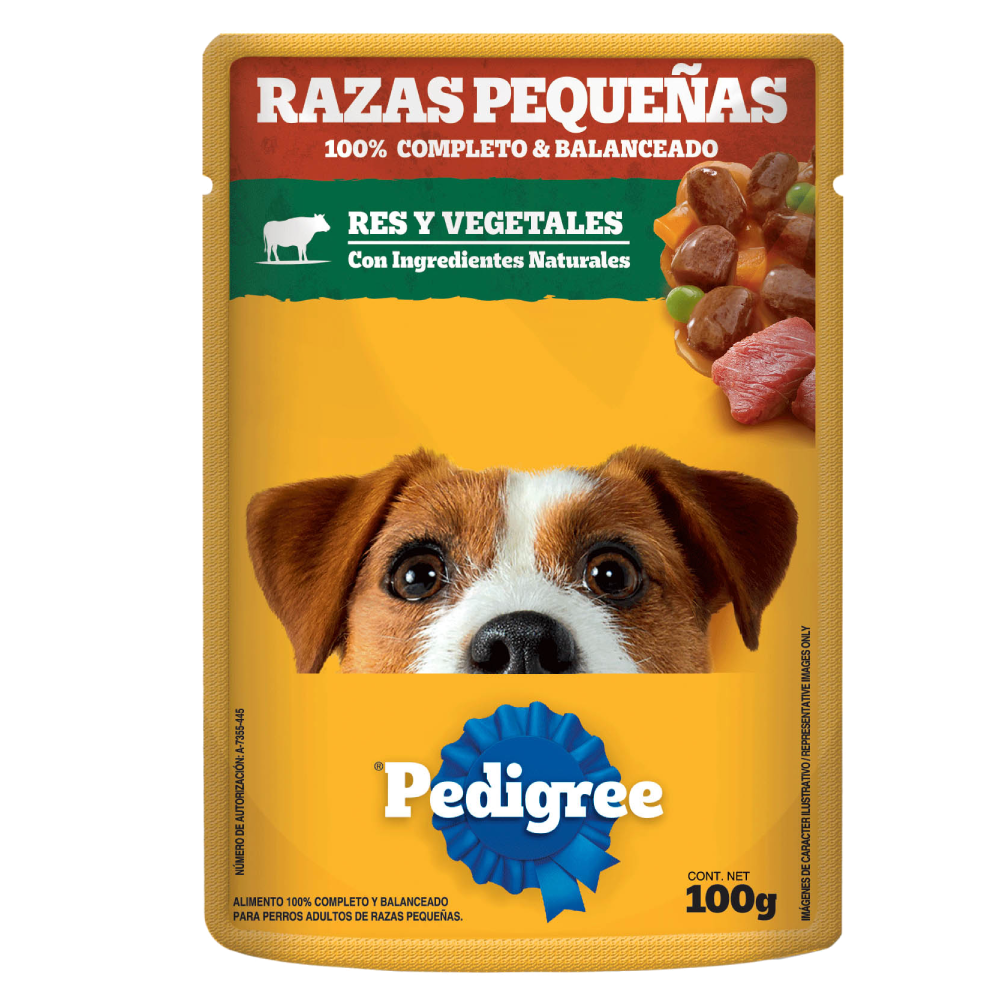 PEDIGREE® SOBRES™ Adulto Razas Pequeñas en Filetes Con Res Y Vegetales