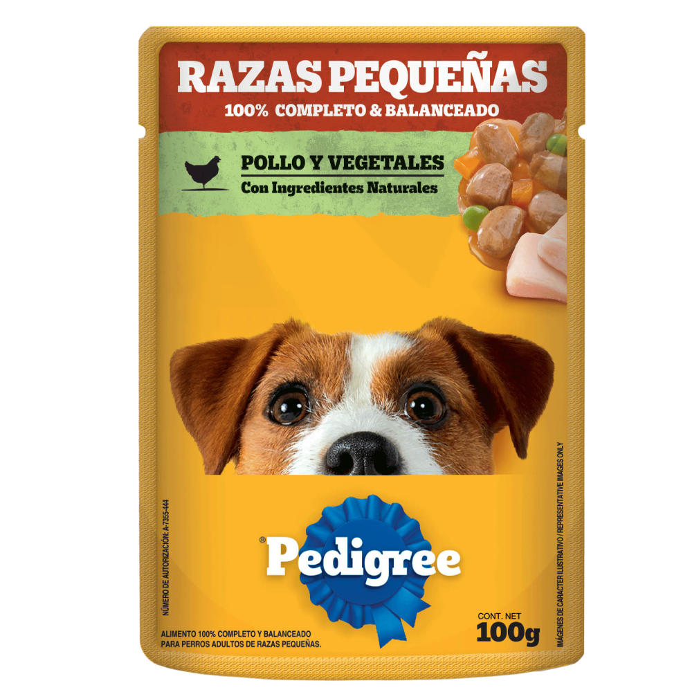 PEDIGREE® SOBRES™ Adulto Razas Pequeñas en Filetes Con Pollo Y Vegetales