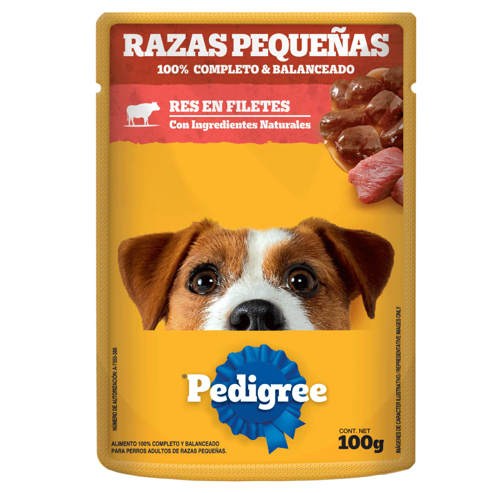 PEDIGREE® SOBRES™ Adulto Razas Pequeñas en Filetes Con Res