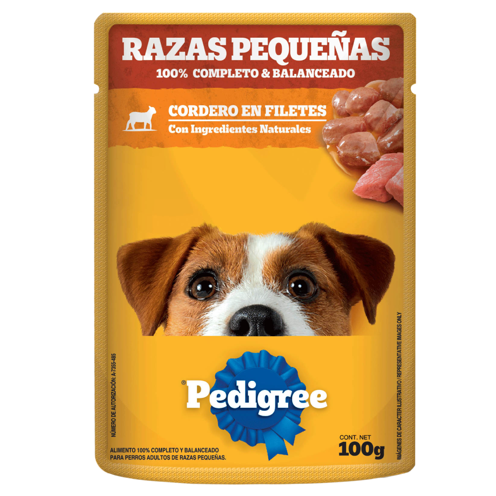 PEDIGREE® SOBRES™ Adulto Razas Pequeñas en Filetes Con Cordero